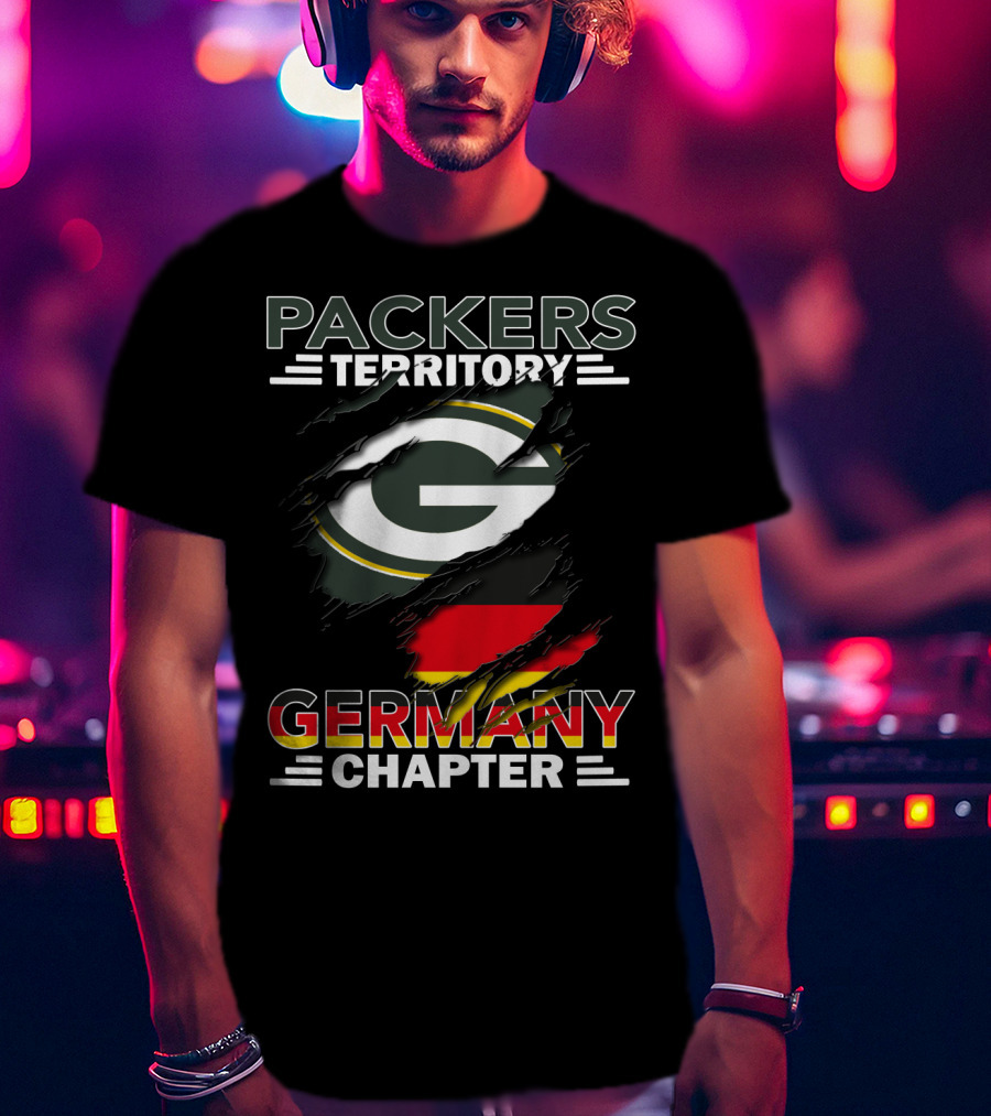 Packers Territory Germany Chapter Green Bay Logo With German Flag T-Shirt