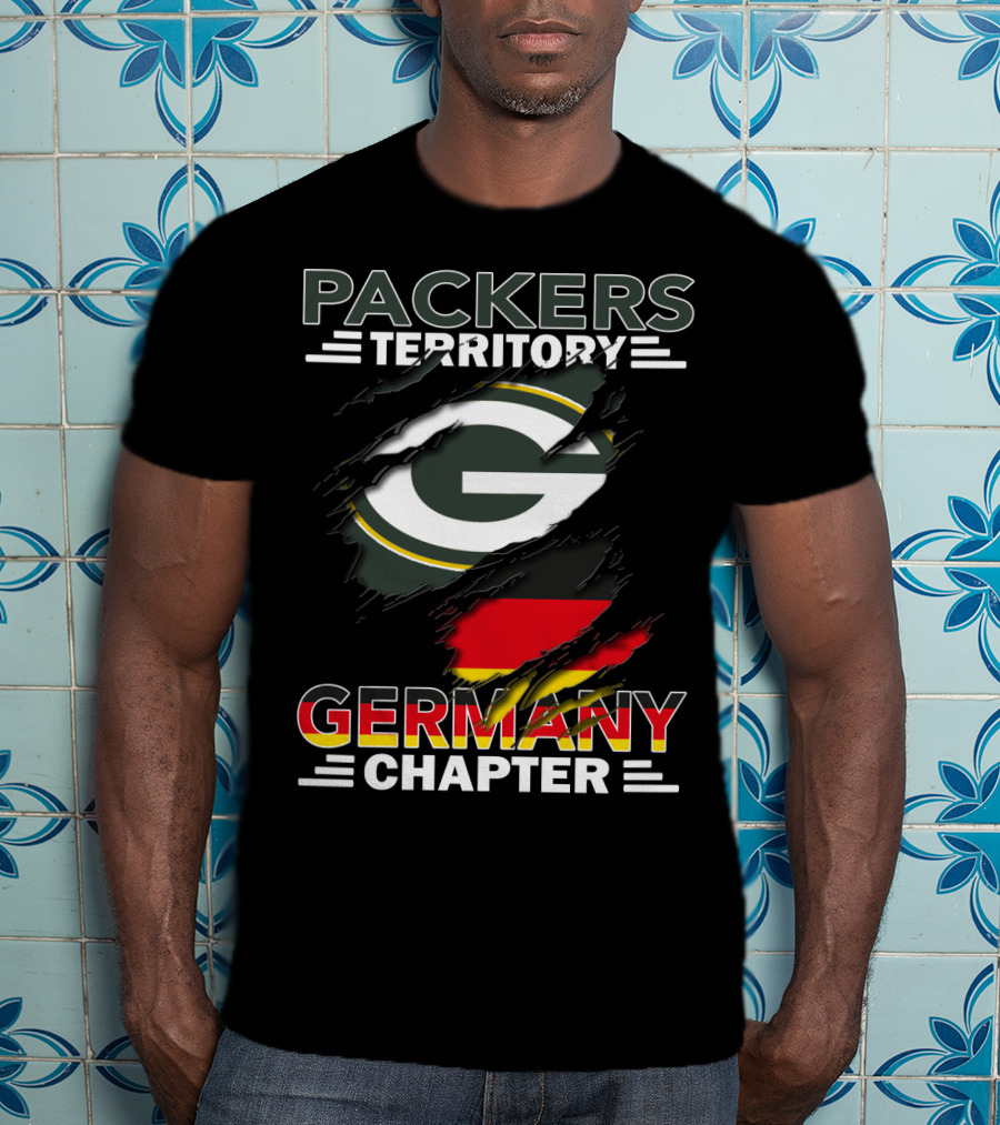 Packers Territory Germany Chapter Green Bay Logo With German Flag T-Shirt