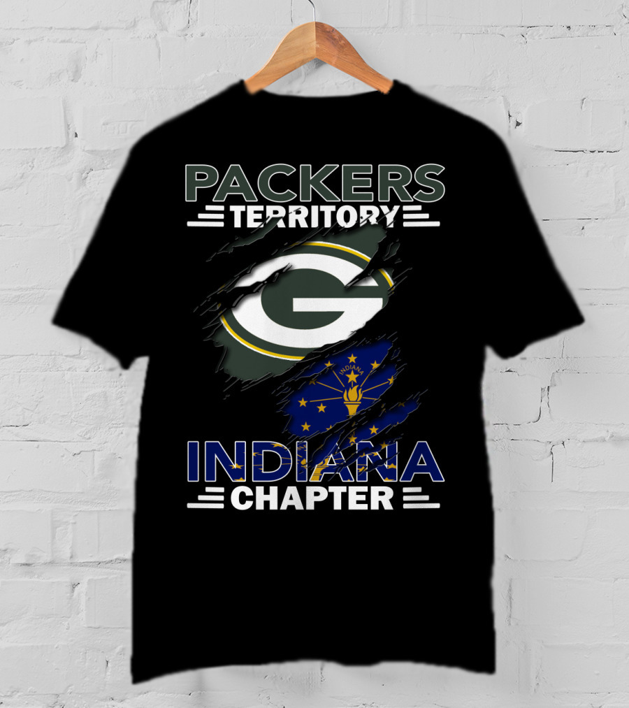 Packers Territory Indiana Chapter Green Bay Packers Logo With Indiana State Flag T-Shirt