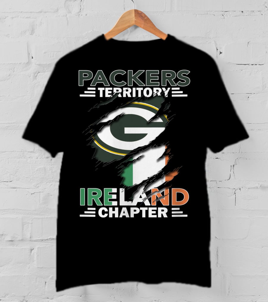 Packers Territory Ireland Chapter Green Bay Logo And Irish Flag T-Shirt