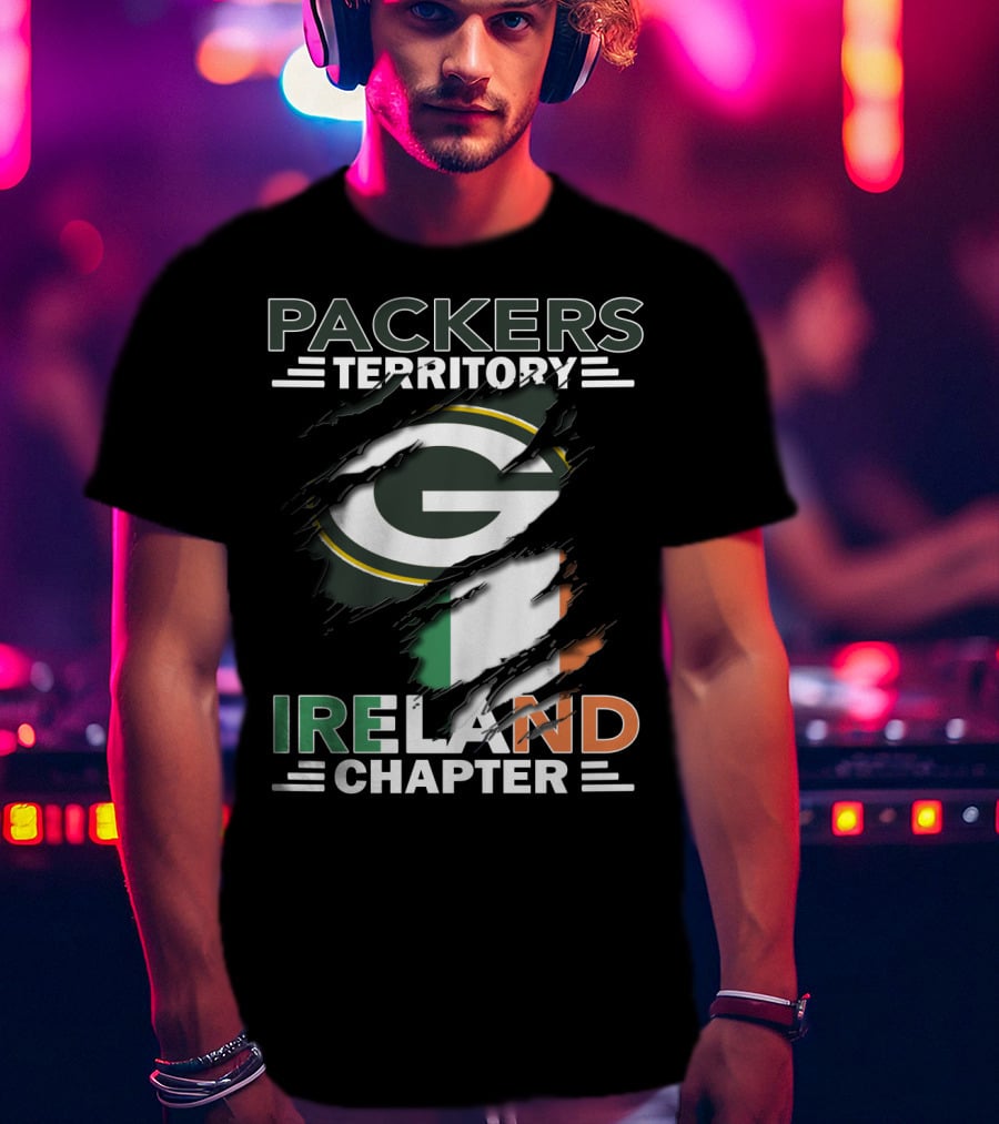 Packers Territory Ireland Chapter Green Bay Logo And Irish Flag T-Shirt