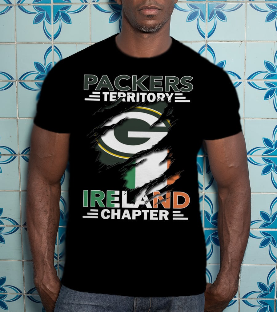 Packers Territory Ireland Chapter Green Bay Logo And Irish Flag T-Shirt