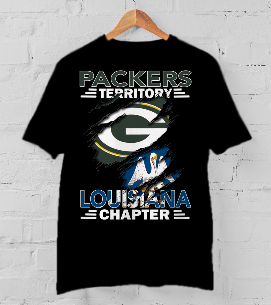 Packers Territory Louisiana Chapter With Iconic Green Bay Logo And Louisiana Pelican T-Shirt