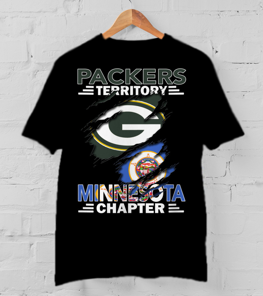 Packers Territory Minnesota Chapter Green Bay Logo With Minnesota Emblem T-Shirt