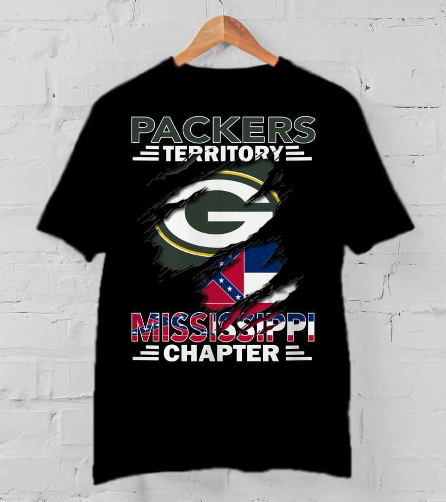 Packers Territory Mississippi Chapter Green Bay Packers Logo And Mississippi Flag Elements T-Shirt