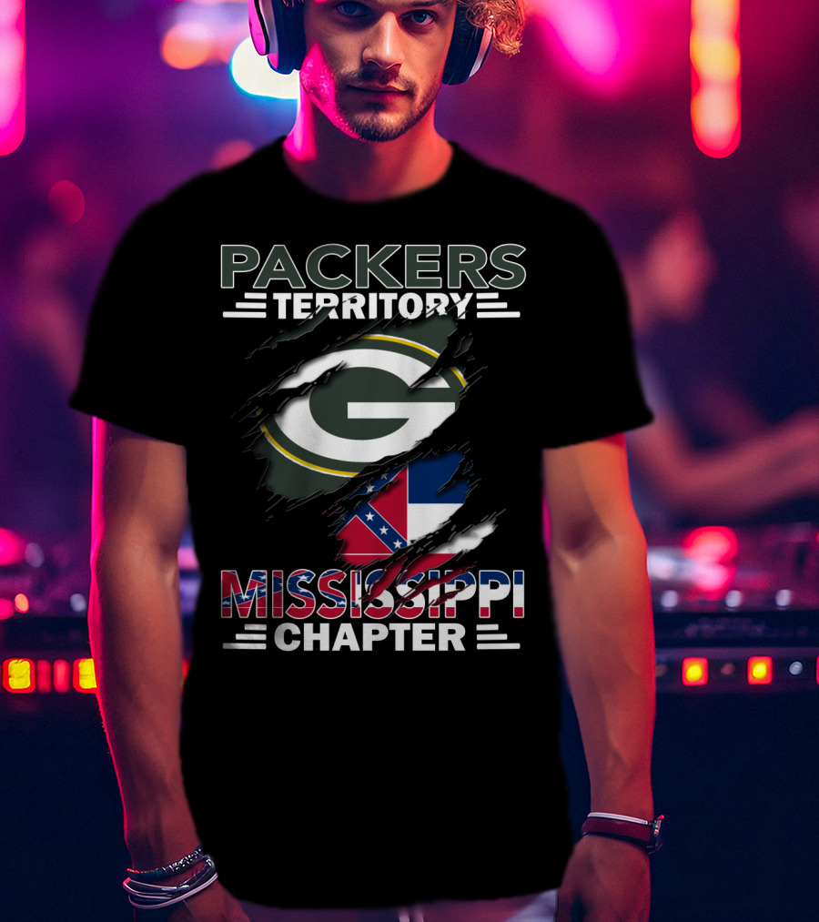 Packers Territory Mississippi Chapter Green Bay Packers Logo And Mississippi Flag Elements T-Shirt