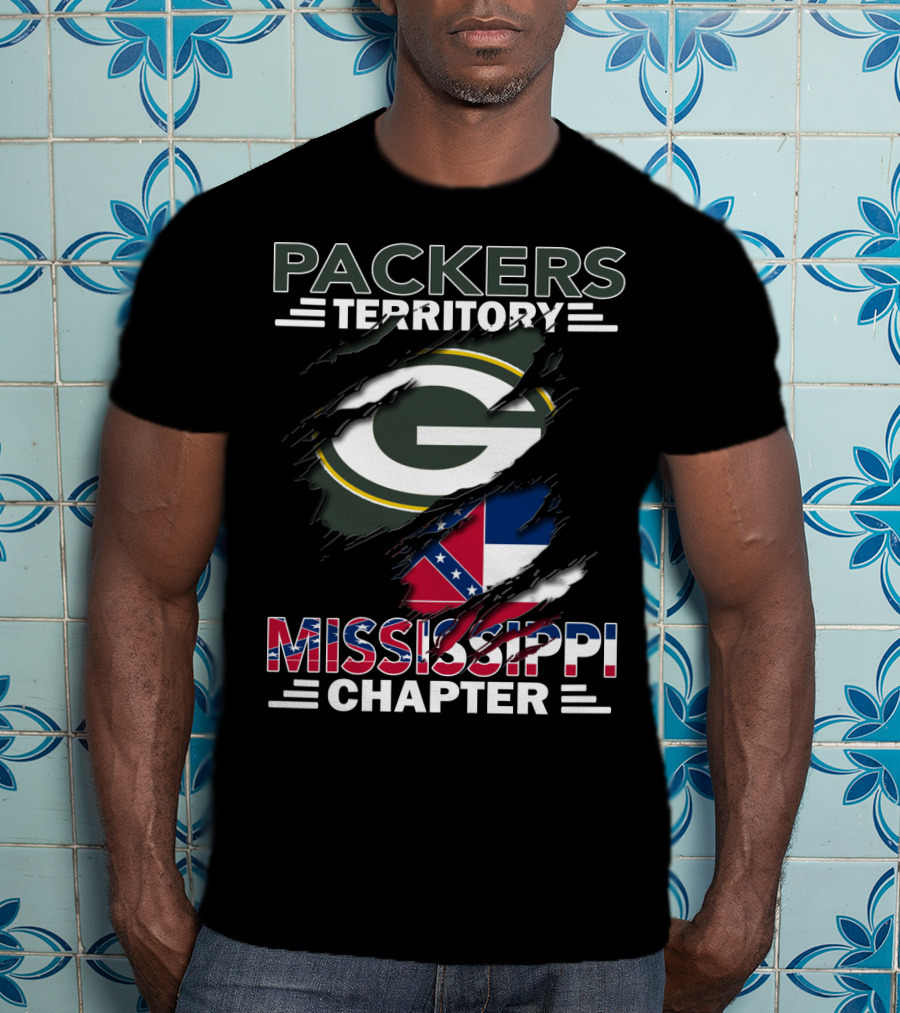 Packers Territory Mississippi Chapter Green Bay Packers Logo And Mississippi Flag Elements T-Shirt