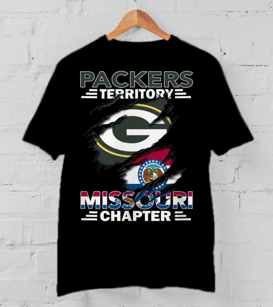 Packers Territory Missouri Chapter Green Bay Logo Missouri Flag T-Shirt