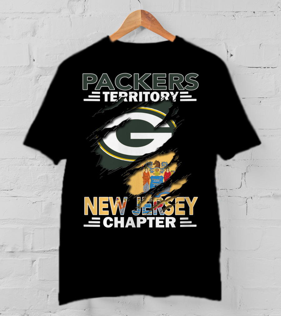 Packers Territory New Jersey Chapter Green Bay Logo And State Flag T-Shirt