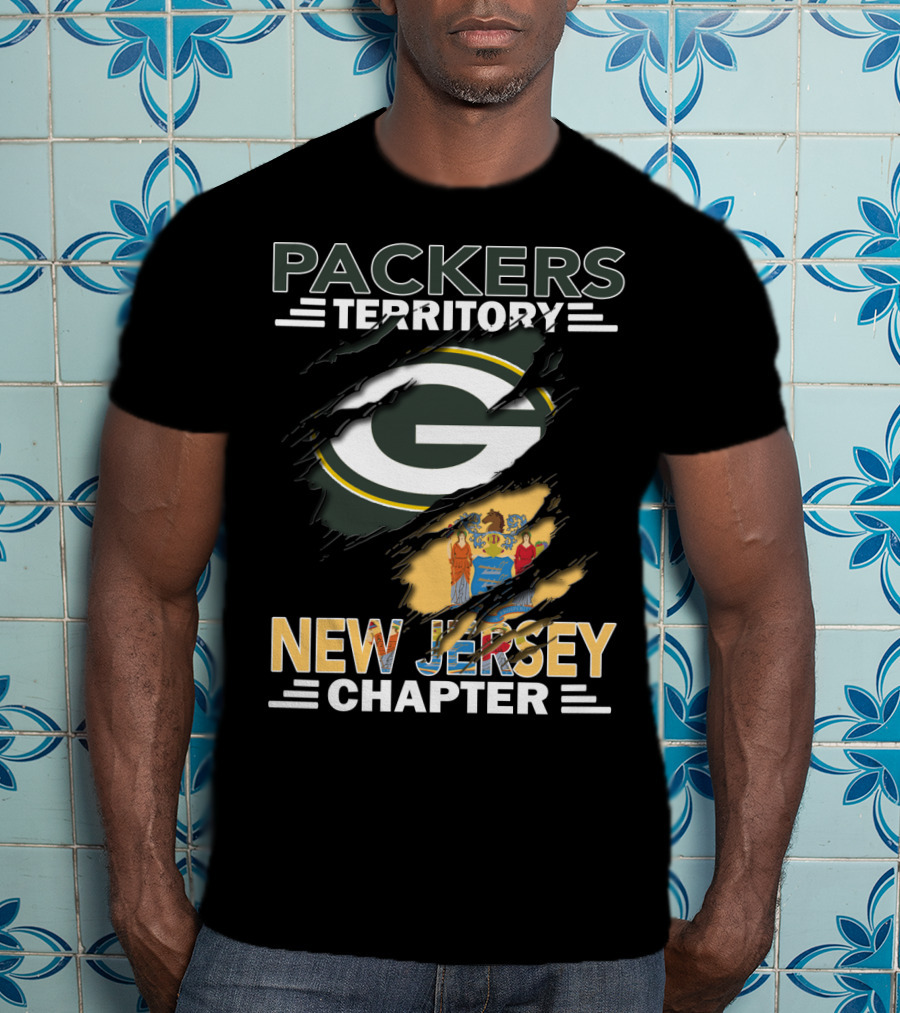 Packers Territory New Jersey Chapter Green Bay Logo And State Flag T-Shirt