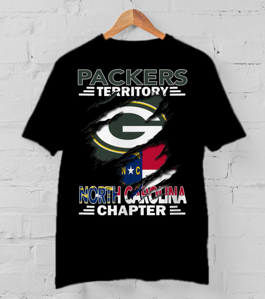 Packers Territory Green Bay Logo North Carolina Chapter NC Flag T-Shirt