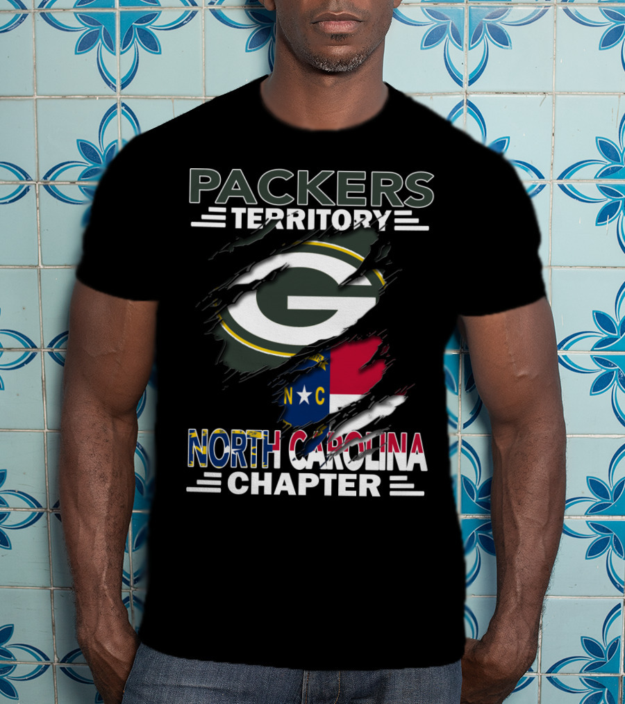 Packers Territory Green Bay Logo North Carolina Chapter NC Flag T-Shirt
