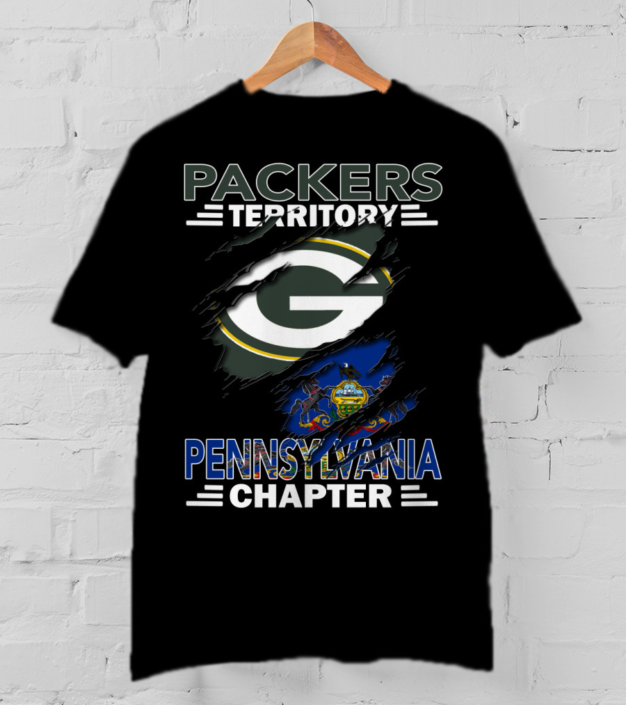 Packers Territory Pennsylvania Chapter Green Bay Logo Pennsylvania Flag T-Shirt