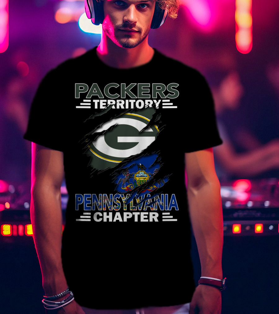 Packers Territory Pennsylvania Chapter Green Bay Logo Pennsylvania Flag T-Shirt