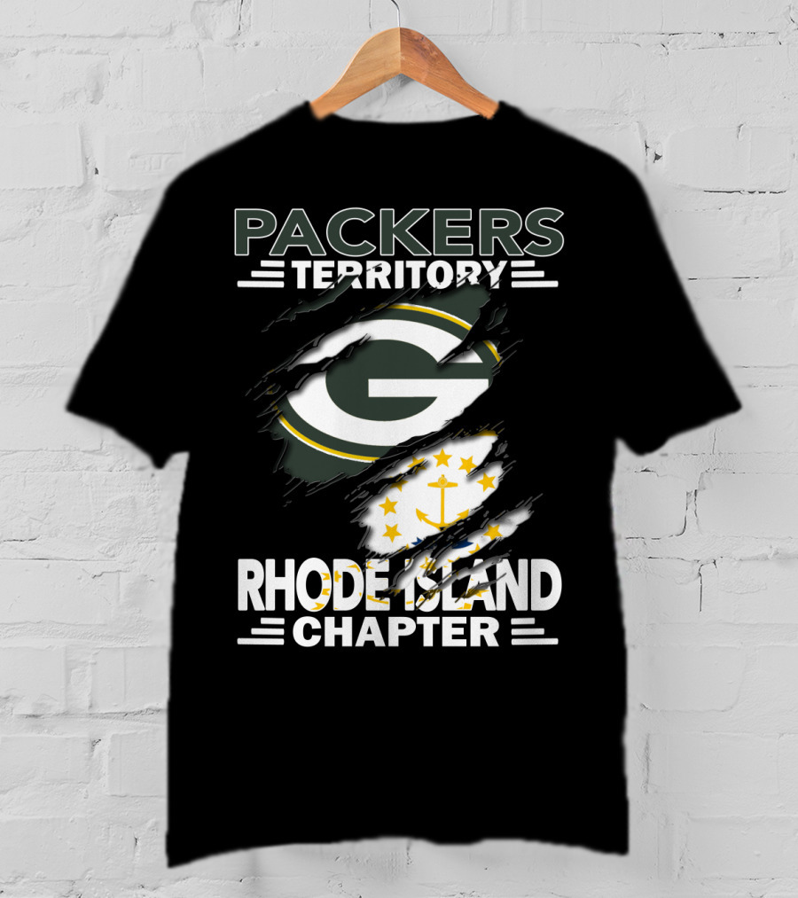 Packers Territory Rhode Island Chapter Green Bay Logo With Flag Elements T-Shirt