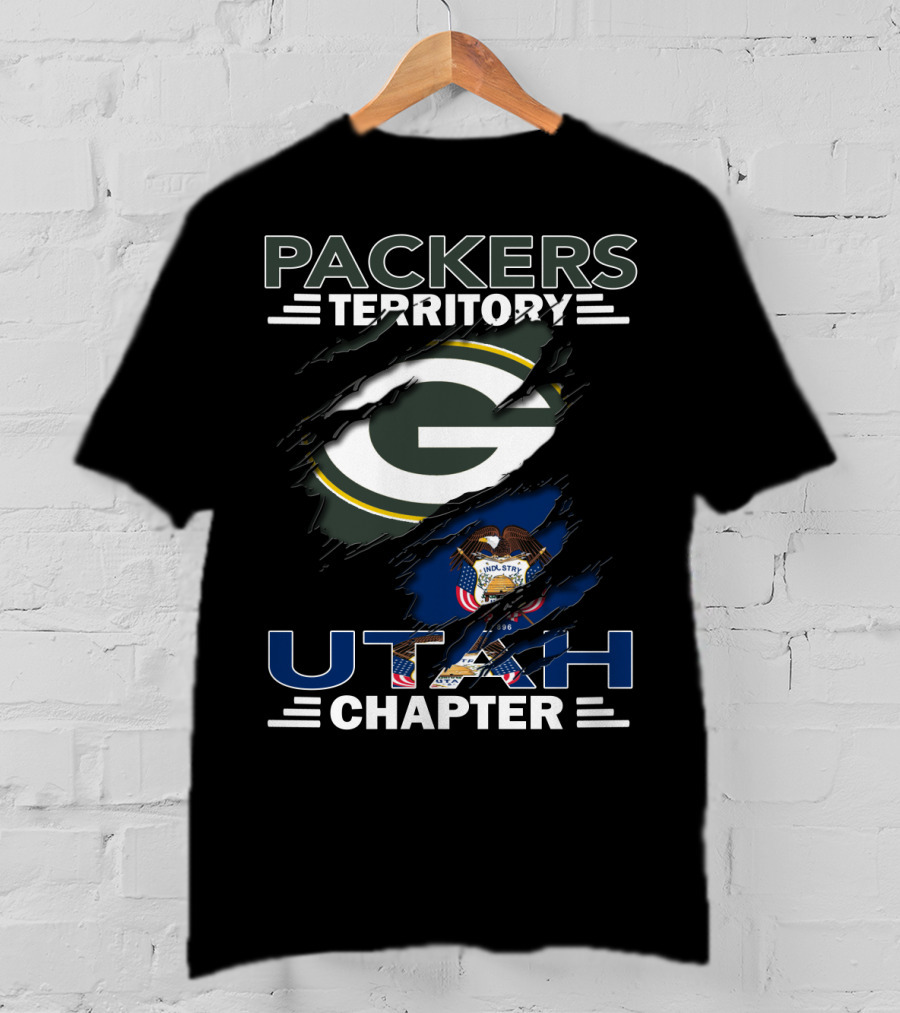 Packers Territory Utah Chapter Green Bay Packers Logo And Utah State Flag T-Shirt