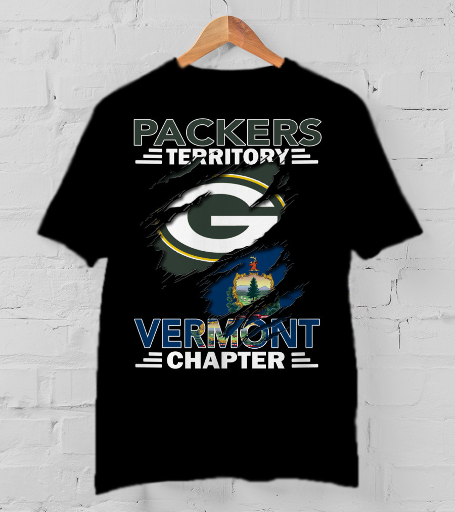 Packers Territory Vermont Chapter Green Bay Logo And Vermont State Flag T-Shirt