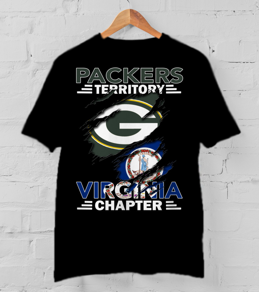 Packers Territory Virginia Chapter Green Bay Logo Virginia Flag T-Shirt
