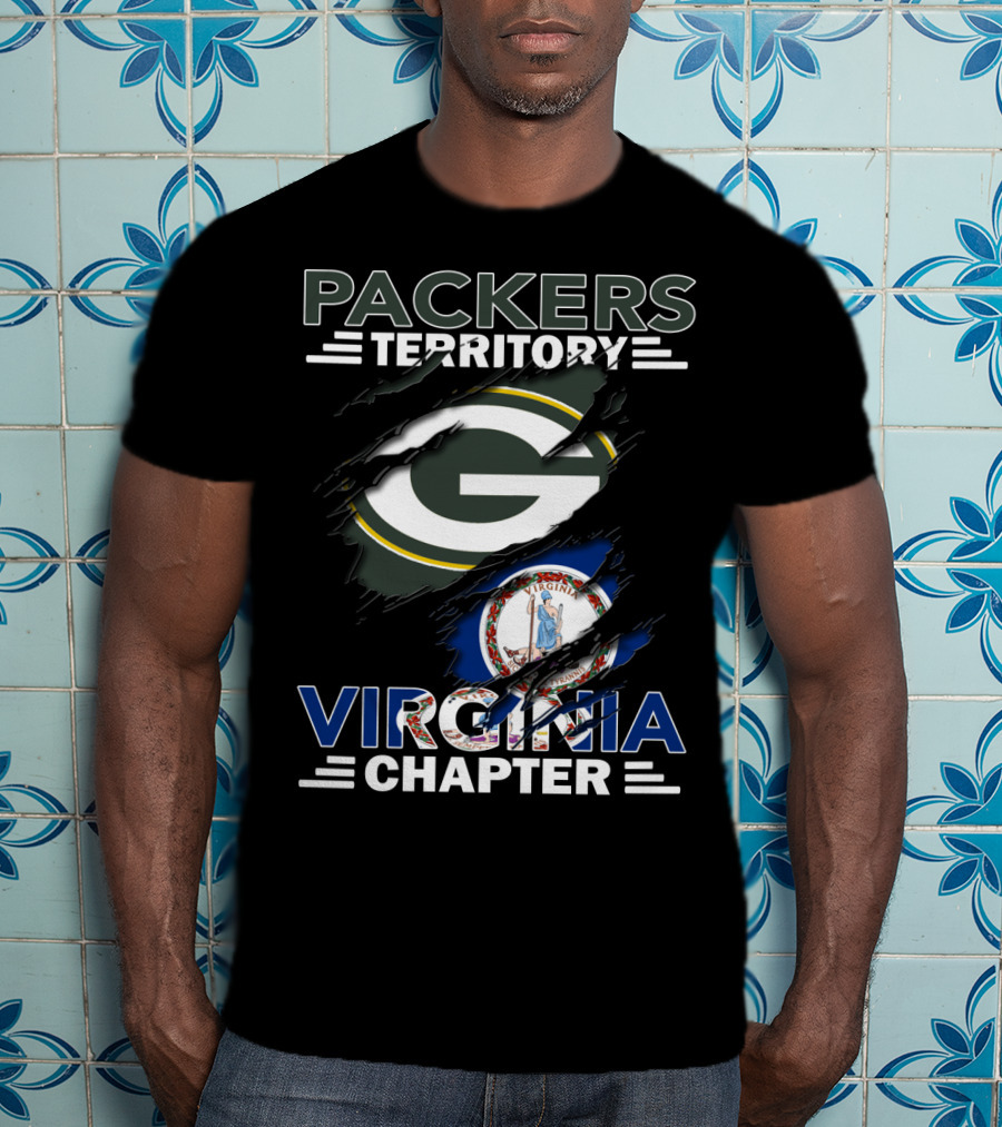 Packers Territory Virginia Chapter Green Bay Logo Virginia Flag T-Shirt