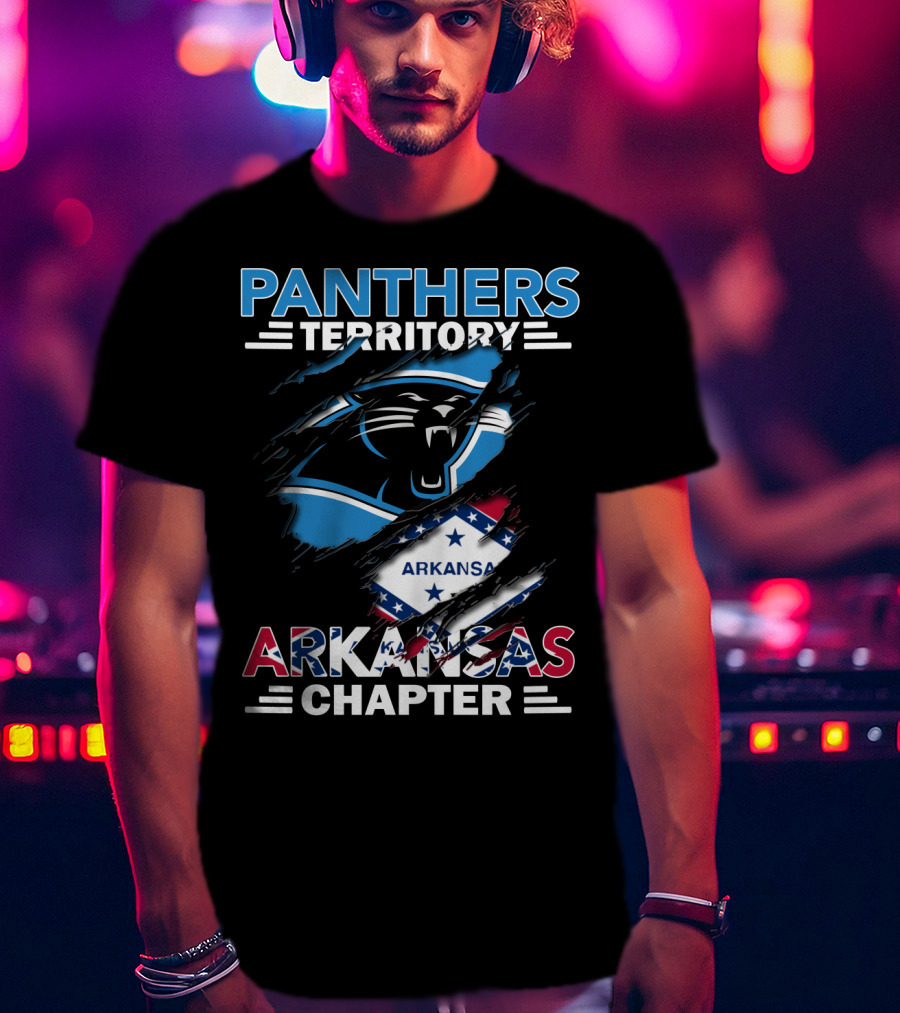 Panthers Territory Arkansas Chapter Logo With Panther And Arkansas Flag Elements T-Shirt