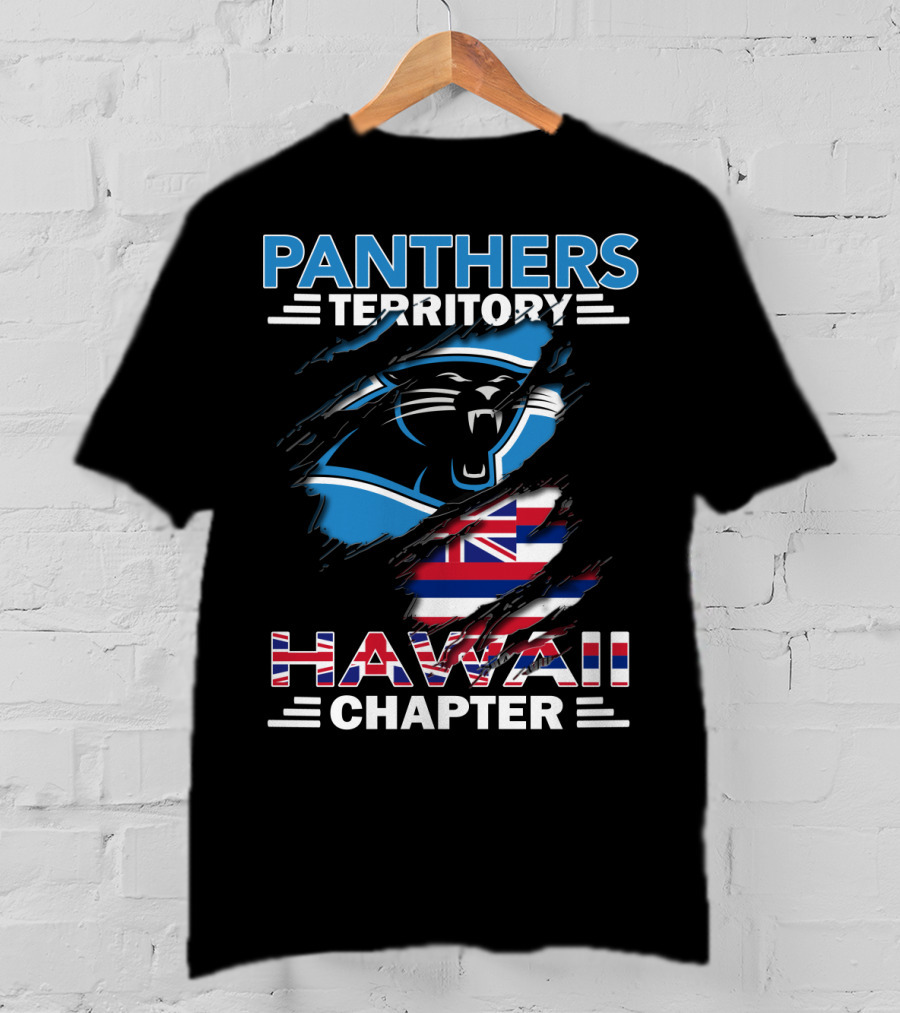 Panthers Territory Hawaii Chapter NFL Team Logo With Hawaiian Flag T-Shirt
