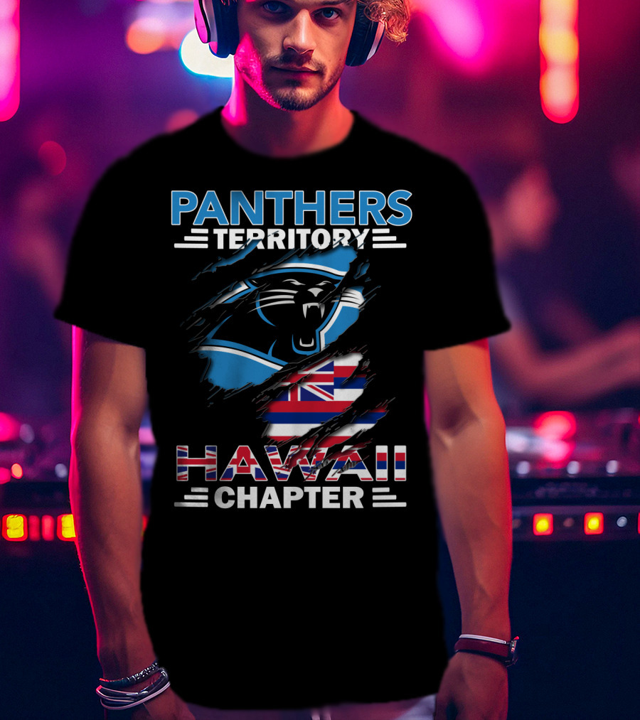Panthers Territory Hawaii Chapter NFL Team Logo With Hawaiian Flag T-Shirt