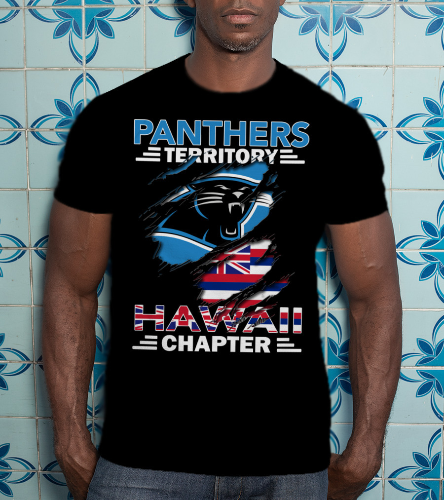Panthers Territory Hawaii Chapter NFL Team Logo With Hawaiian Flag T-Shirt