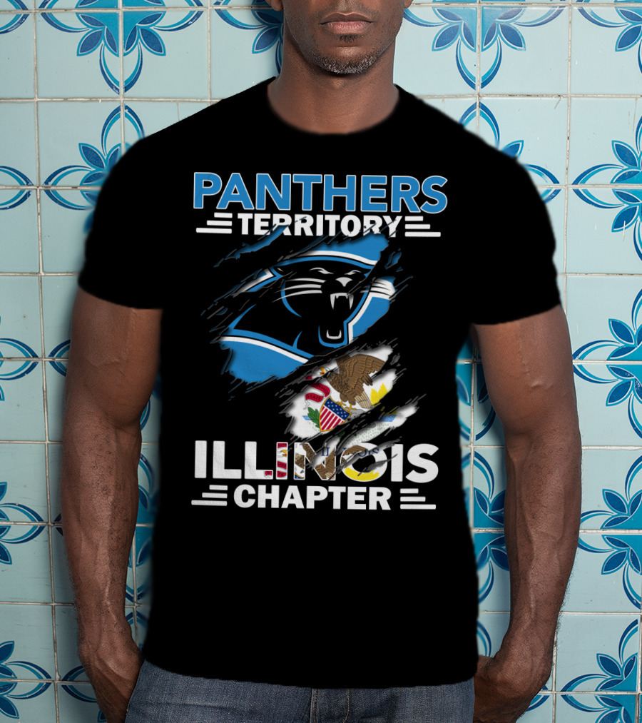 Panthers Territory Illinois Chapter עם סמלים של קארולינה ומדינת אילינוי T-Shirt