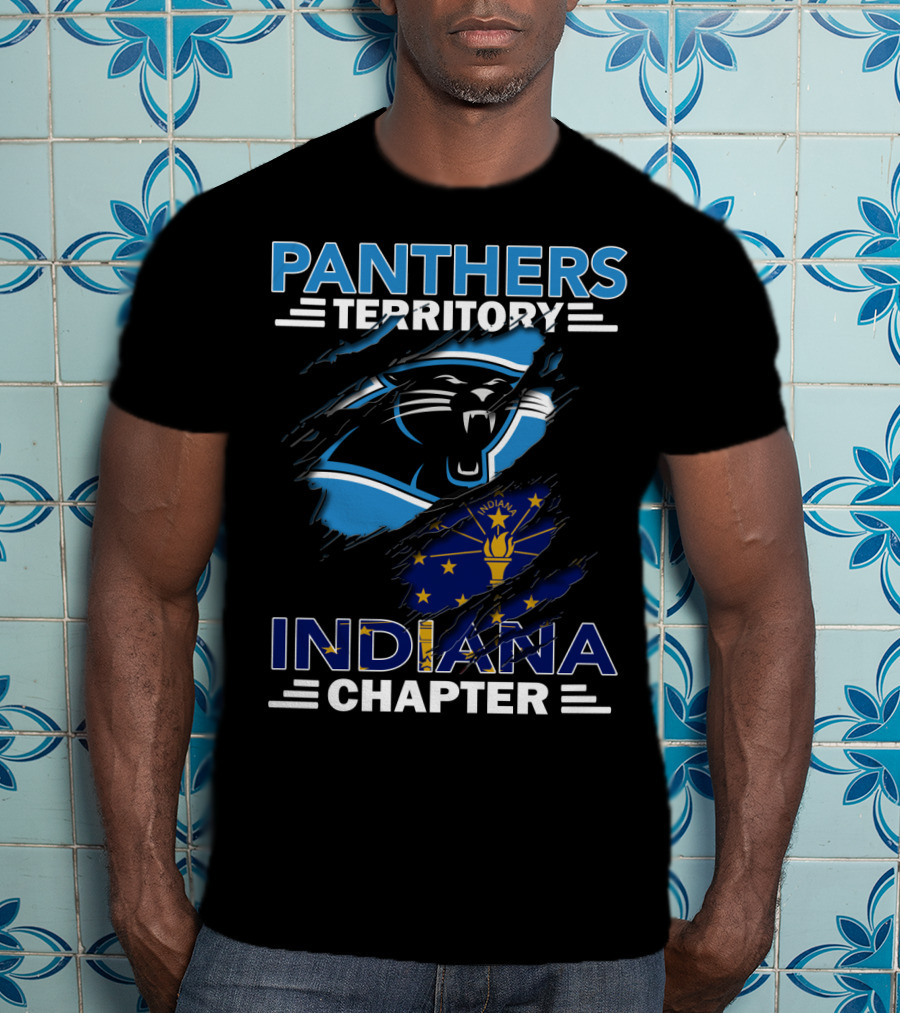 Panthers Territory Indiana Chapter Flag And Panther Face T-Shirt