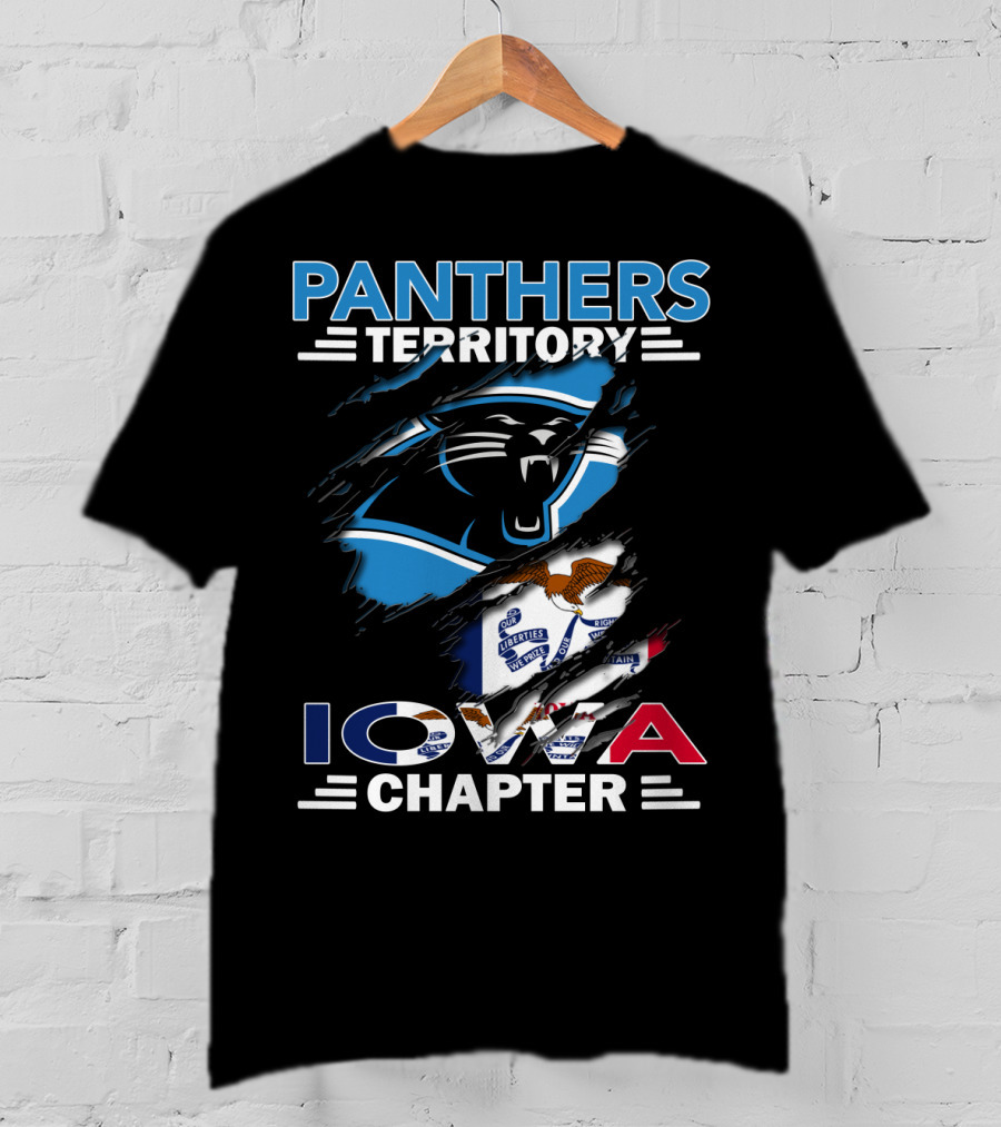 Panthers Territory Iowa Chapter Football Fans USA Flag T-Shirt