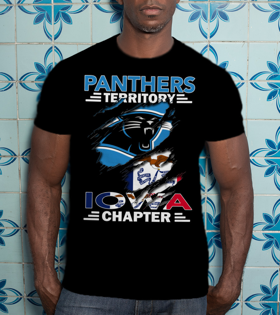 Panthers Territory Iowa Chapter Football Fans USA Flag T-Shirt