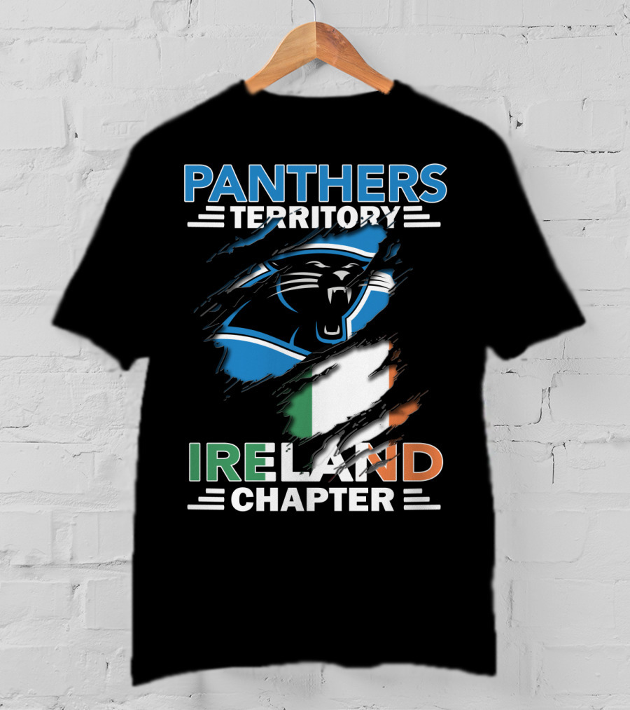Panthers Territory Ireland Chapter Logo With Irish Flag And Panther Emblem T-Shirt