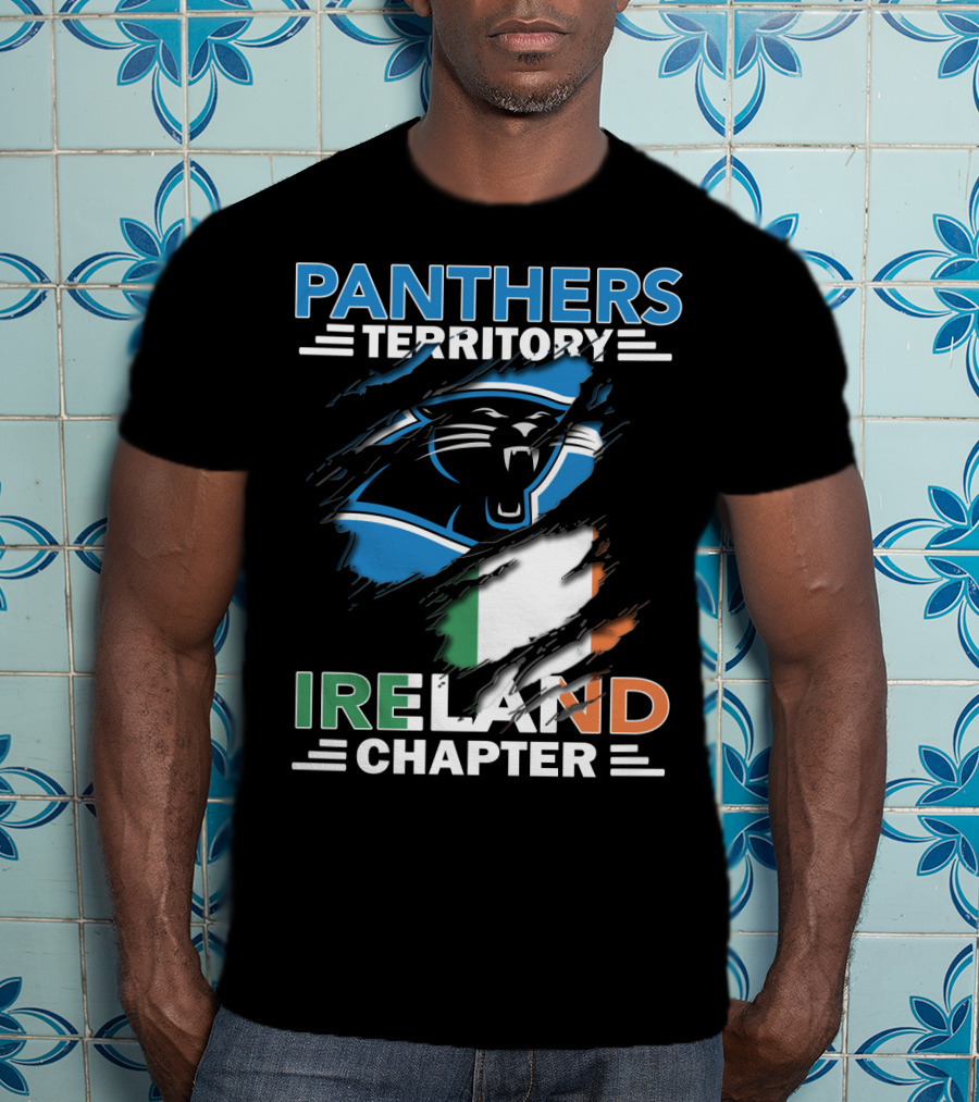 Panthers Territory Ireland Chapter Logo With Irish Flag And Panther Emblem T-Shirt