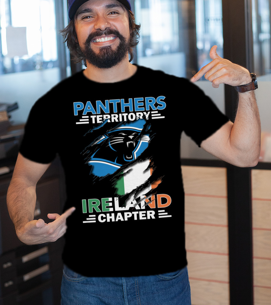 Panthers Territory Ireland Chapter Logo With Irish Flag And Panther Emblem T-Shirt