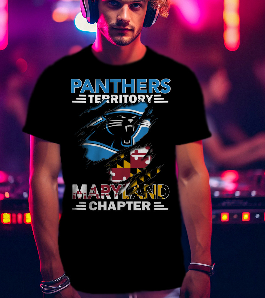 Panthers Territory Maryland Chapter Burst With Flag And Panther T-Shirt