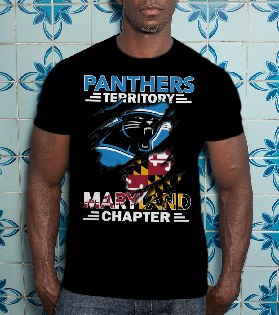Panthers Territory Maryland Chapter Burst With Flag And Panther T-Shirt