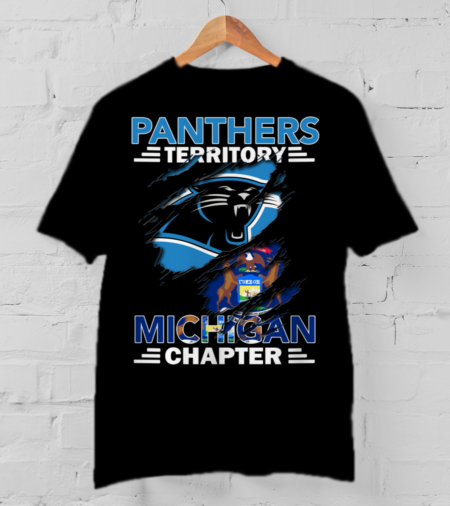 Panthers Territory Michigan Chapter NFL Logo And State Emblem T-Shirt