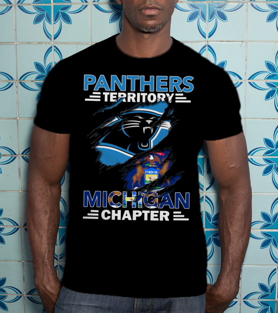 Panthers Territory Michigan Chapter NFL Logo And State Emblem T-Shirt