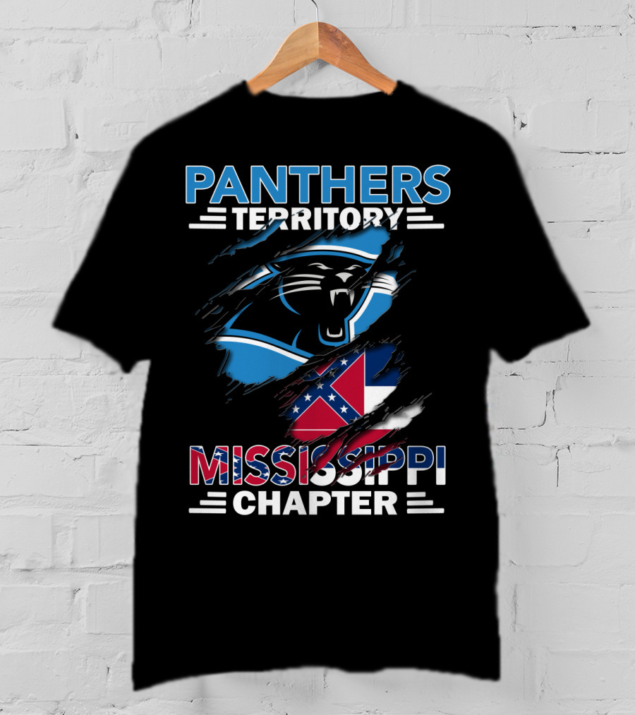 Panthers Territory Mississippi Chapter Flag And Panther Claw Mark Emblem T-Shirt