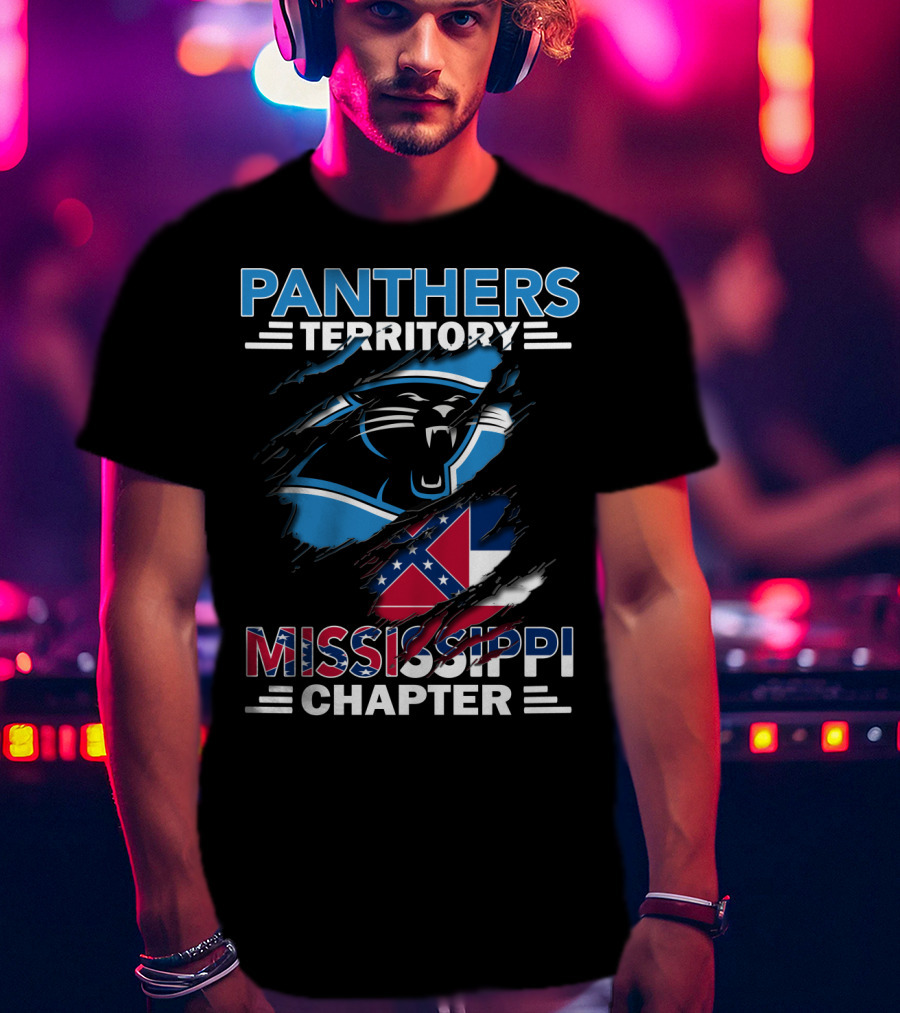 Panthers Territory Mississippi Chapter Flag And Panther Claw Mark Emblem T-Shirt