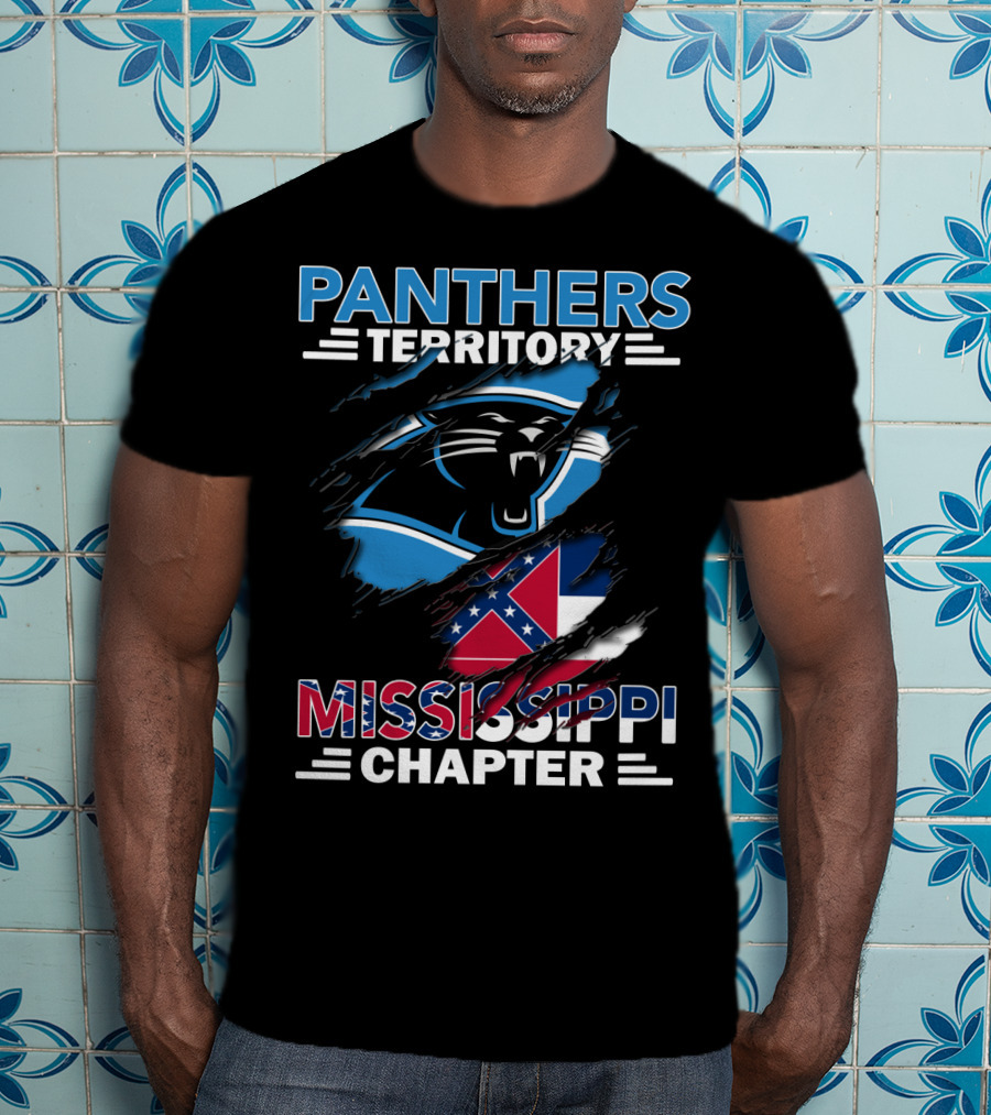 Panthers Territory Mississippi Chapter Flag And Panther Claw Mark Emblem T-Shirt