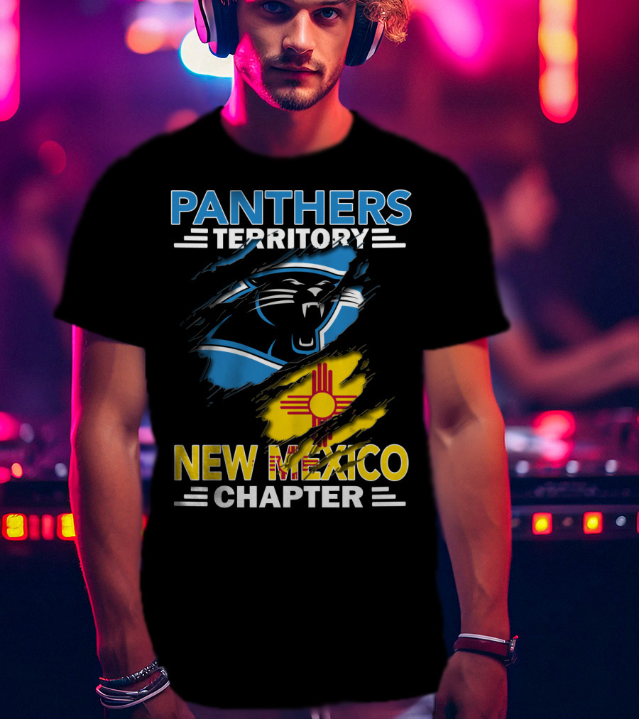 Panthers Territory New Mexico Chapter Zia Symbol Blue Black Panther T-Shirt