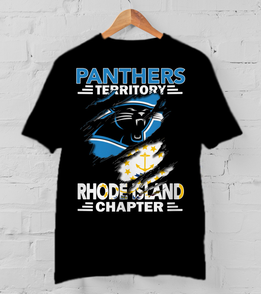 Panthers Territory Rhode Island Chapter Flag And Team Logo Fusion T-Shirt