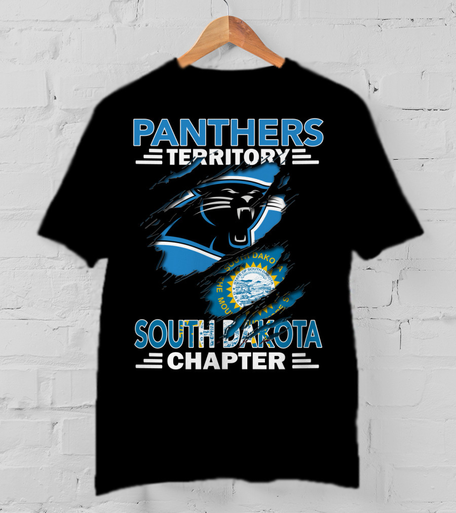 Panthers Territory South Dakota Chapter With Carolina Panthers Logo And South Dakota Seal T-Shirt