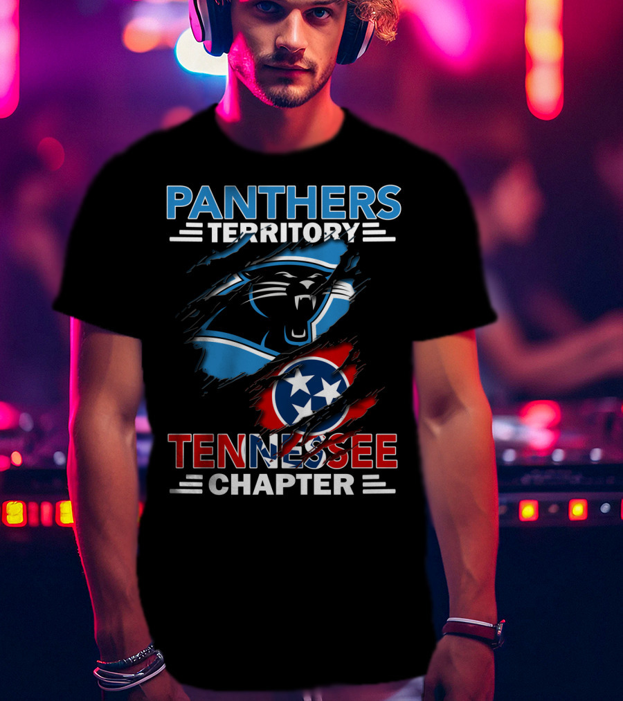 Panthers Territory Tennessee Chapter With Carolina Panthers Logo And Tennessee Flag T-Shirt