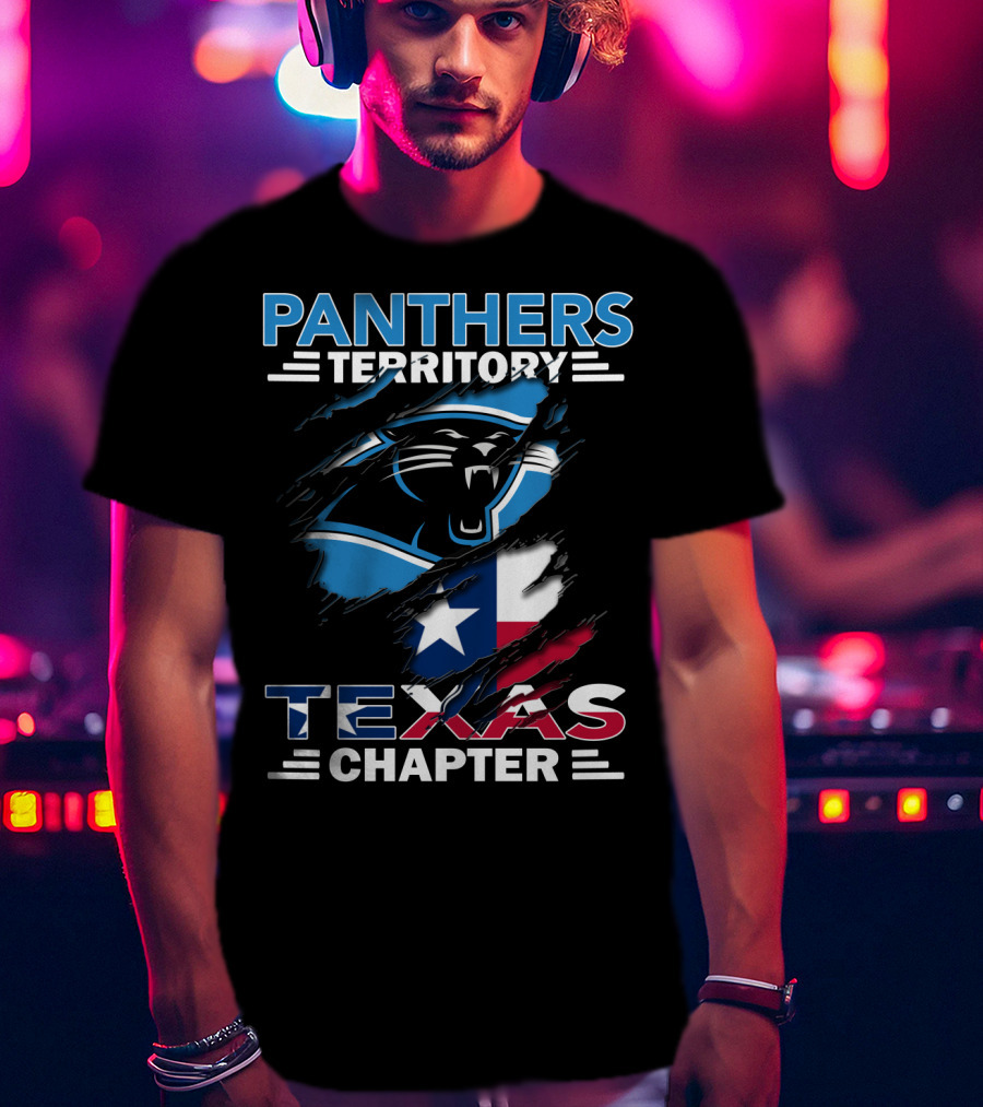 Panthers Territory Texas Chapter Logo With Texas Flag And Panther Emblem T-Shirt