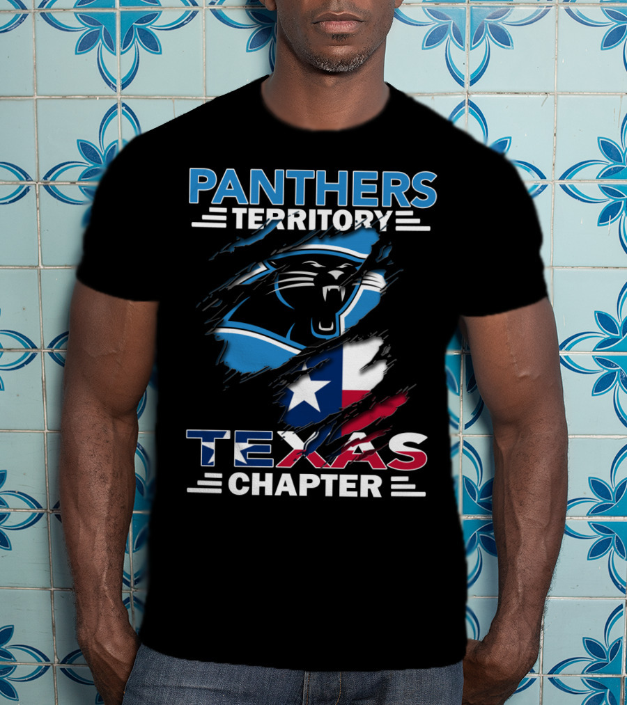 Panthers Territory Texas Chapter Logo With Texas Flag And Panther Emblem T-Shirt
