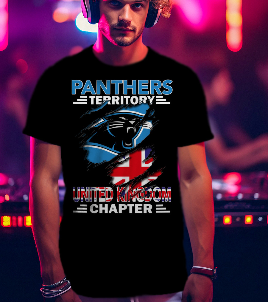 Panthers Territory United Kingdom Chapter British Flag And Panther T-Shirt