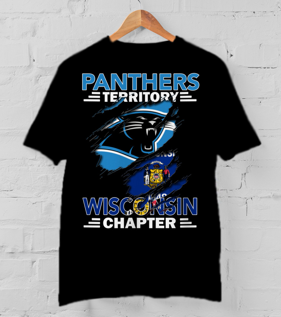 Panthers Territory Wisconsin Chapter Flag And Panther Logo Combination T-Shirt