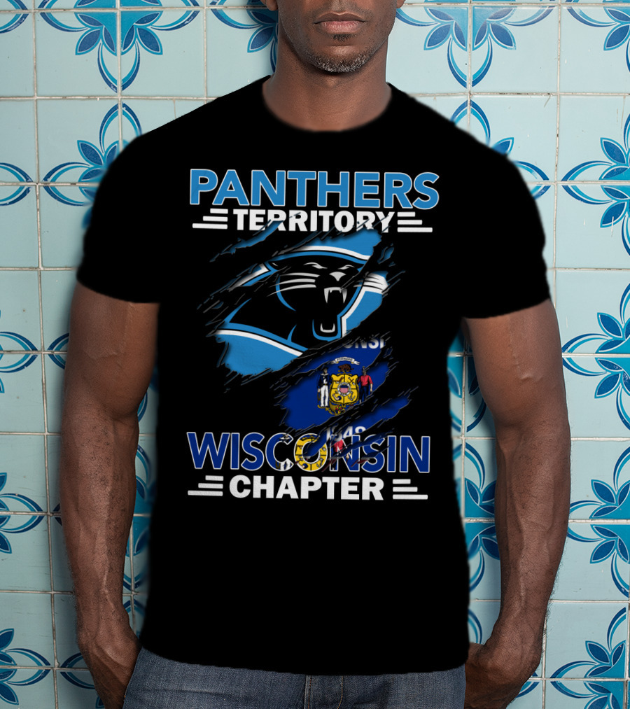 Panthers Territory Wisconsin Chapter Flag And Panther Logo Combination T-Shirt